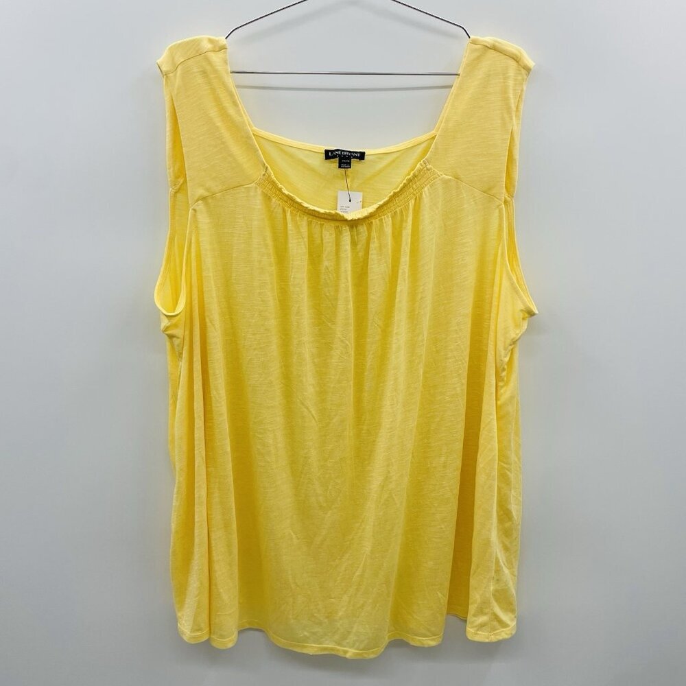Lane Bryant Womens Plus Size 26/28 Smocked Neck Sleeveless Tank Top Yellow 466